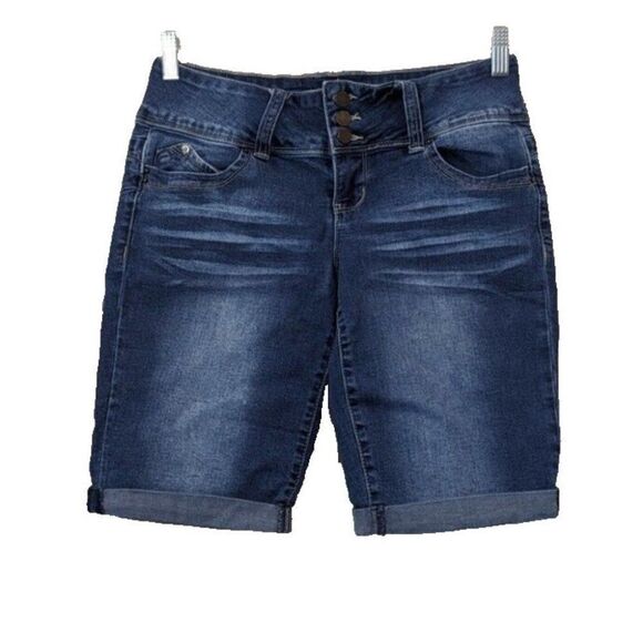 YMI Womens Size 9 Juniors Bermuda Jean Shorts Denim Stretch 3 Button Pockets - Picture 1 of 9